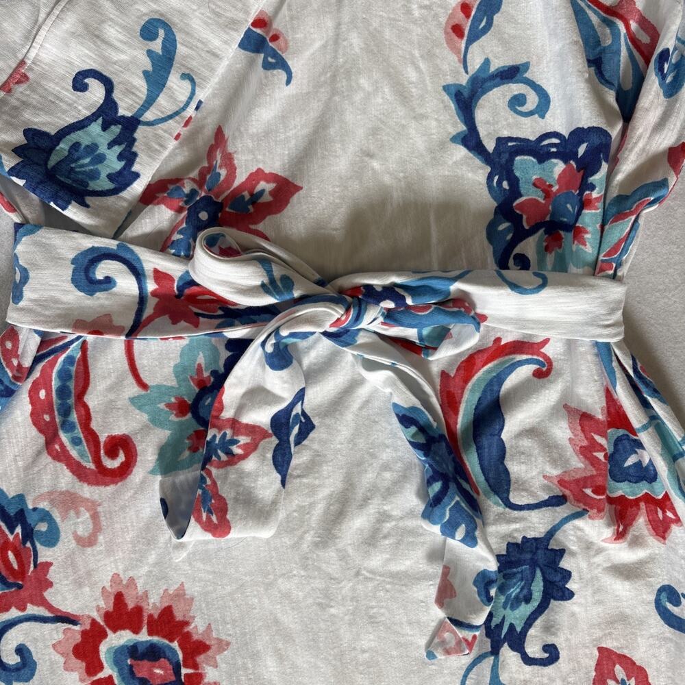 Chico’s Women’s Maxi Dress Paisley 3-4 Sleeve Tie Waist Cotton Beach Sz M / 12 - Picture 6 of 16